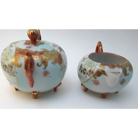 Hand Painted Japanese Geisha Girl Sugar Bowl & Creamer - Picture 8 of 12